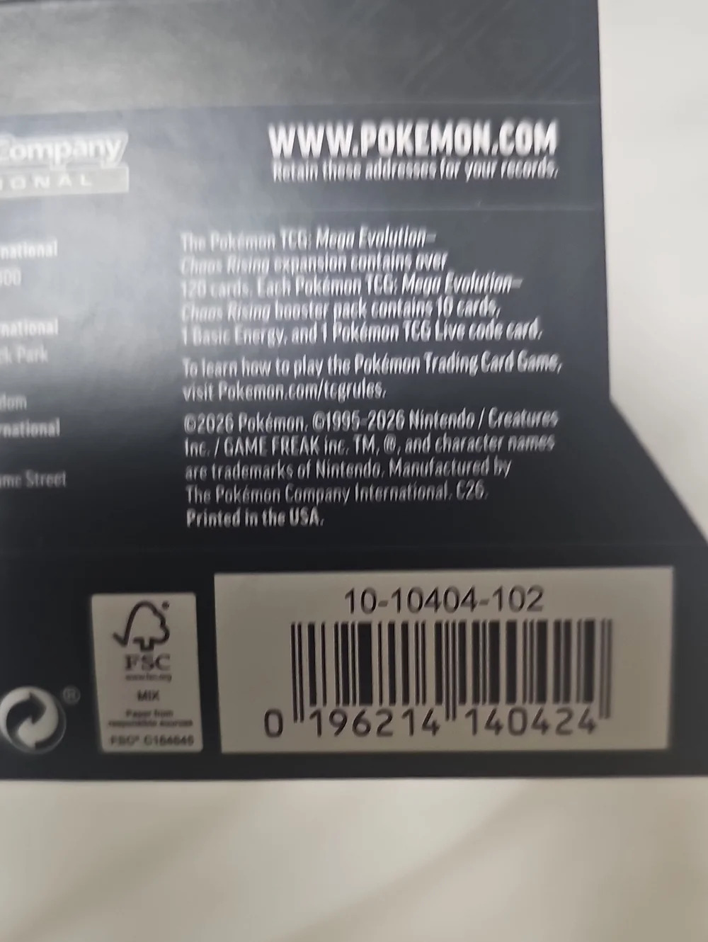 Pokémon Chaos Rising Booster Pack New